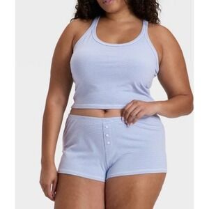 NWT XXL Women's Jersey Tank Top and Shorts Pajama Set - Wild Fable-blue Striped
